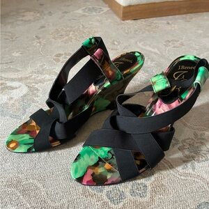 J.Renee Vibrant Floral Wedge Sandals